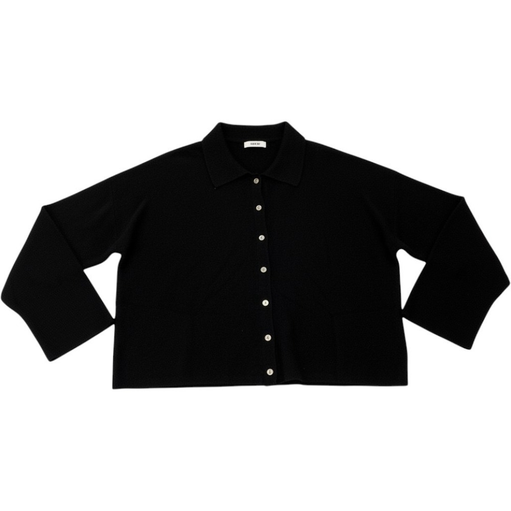 Jason Wu Cardigan Black Cashmere Ribbed Collar L Neutral Quiet Luxury Capsule